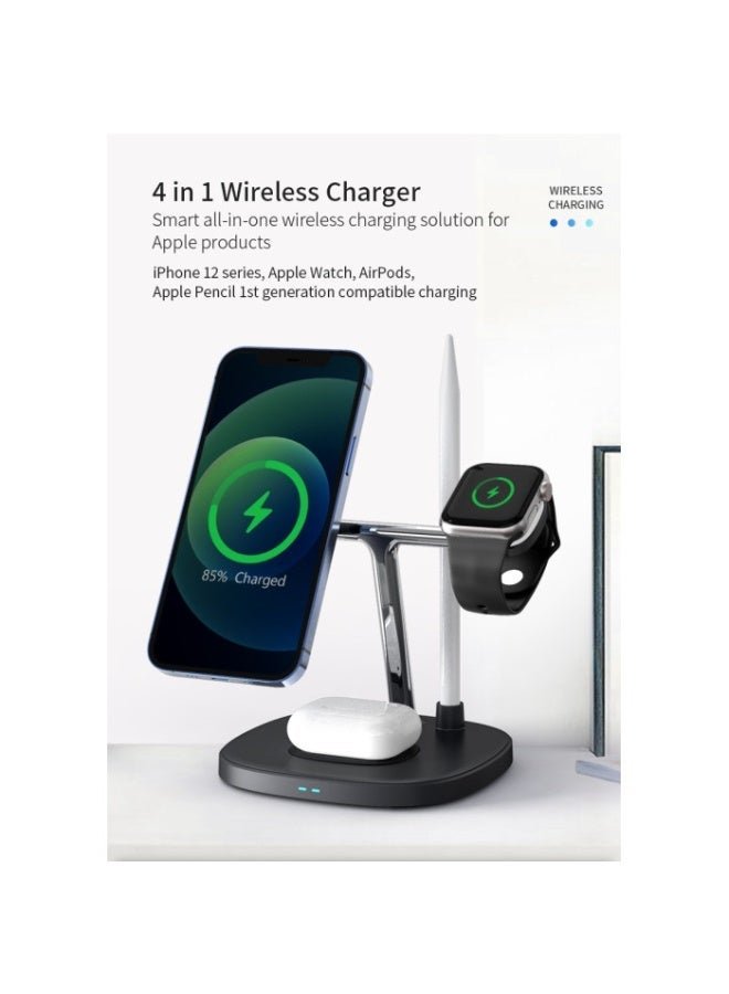 DS12 15W Mobile Phone Fast Charging 4 In 1 Dock Stand Station Qi Magnetic Wireless Charging Dock