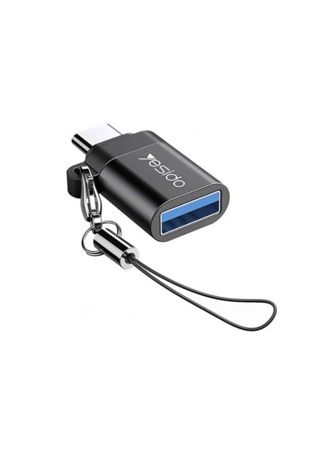 محول موصل صغير من Yesido GS06 Type-C إلى USB 3.0 OTG مع سلسلة مفاتيح (أسود)⁩