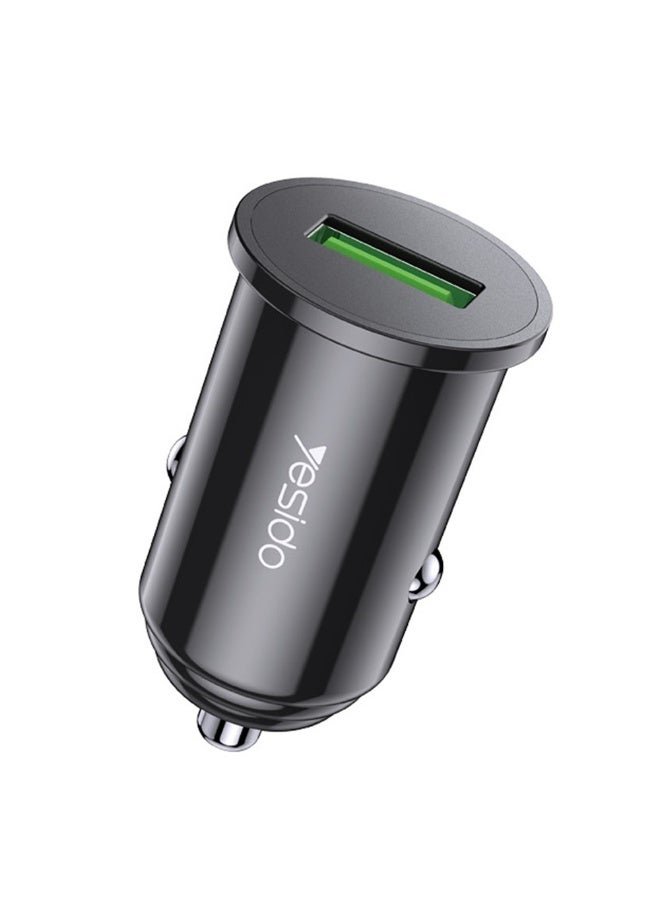 شاحن سيارة ميني سريع جداً (QC3.0) بمنفذ USB من يسيدو (Y38) - محول طاقة ذكي 20 واط للسيارة - أسود