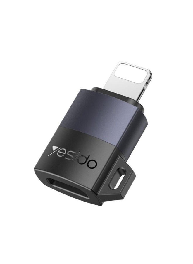 محول شحن GS30 Micro USB أنثى إلى 8 سنون ذكر 12 وات (أسود)