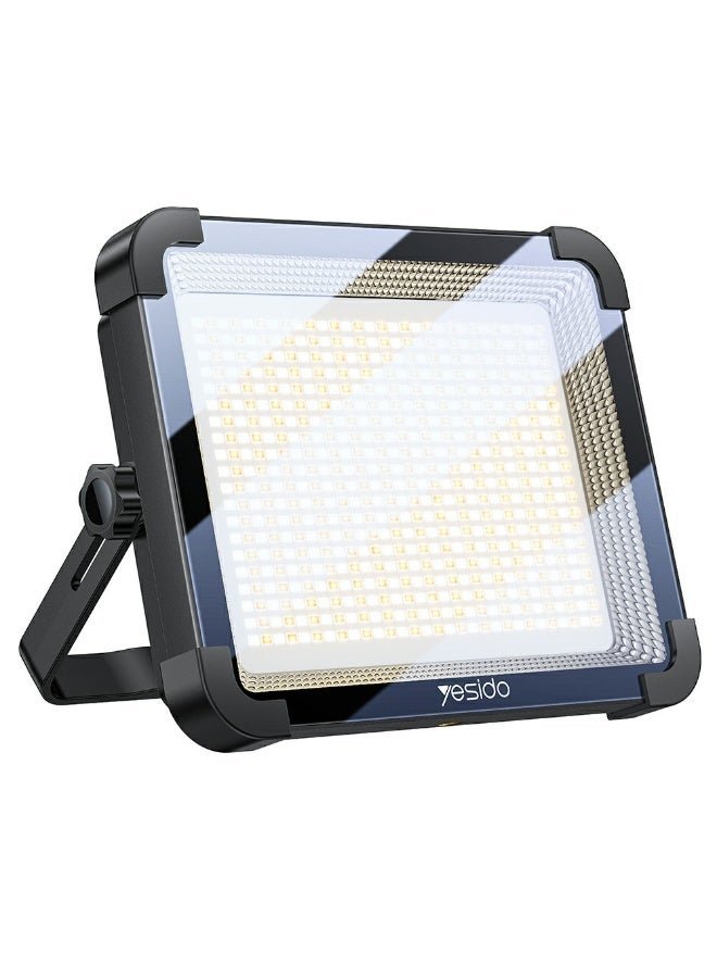 Yesido DH17 600 LED Outdoor Floodlight & Emergency Light - 10000mAh Power Bank, 3 Light Modes, Magnetic Stand for Camping & Fishing - Black