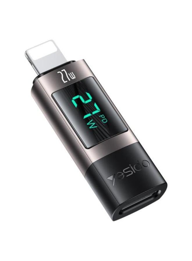 GS25 Aluminum Alloy Data Transmission Power Real-time Display USB-C to IP Digital Charging Adapter