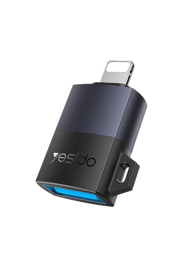 محول شحن Yesido GS32 USB 2.0 أنثى إلى ذكر 8 سنون، بسرعة 480 ميجابت في الثانية (أسود)