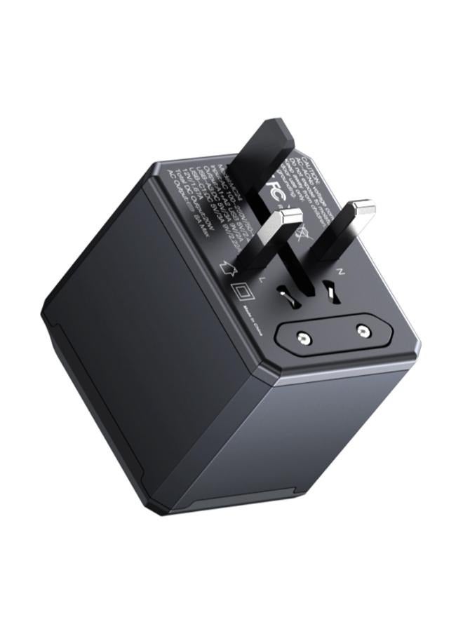 Yesido MC24 20W 3 منافذ USB + Type-C محول سفر عالمي متعدد الوظائف (أسود)