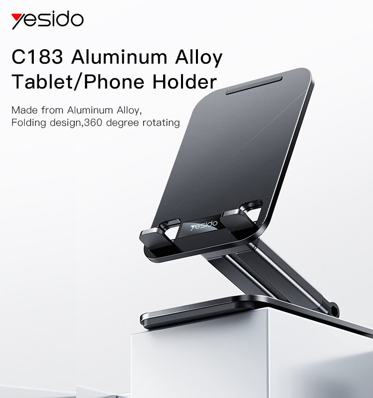 C183 Desktop تابلت Stوs سبيكة ألومنيوم Table قابل للطي Extend يدعم Desk Mobile حامل جوال