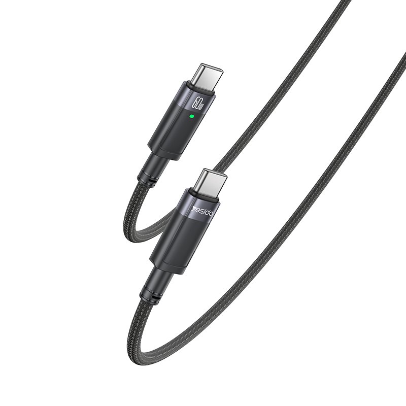 CA160 سبيكة ألومنيوم Shell 60W شحن سريع Type-C To Type-C Auto Disconnecting شحن كابل بيانات