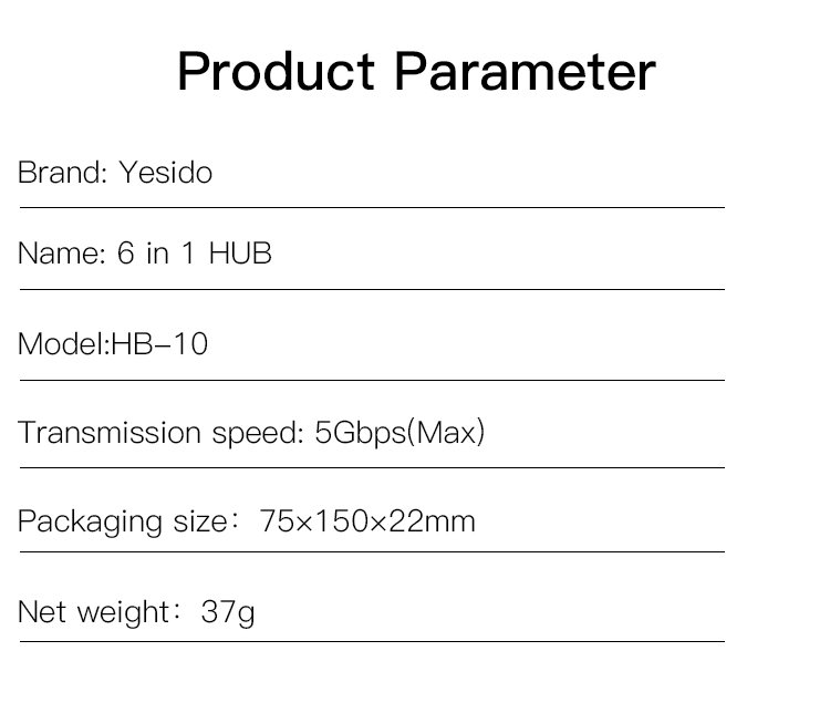 HB10 سبيكة ألومنيوم USB C Extender Type-C Hub لابتوب Computer USB Transmitter Hub Adapter
