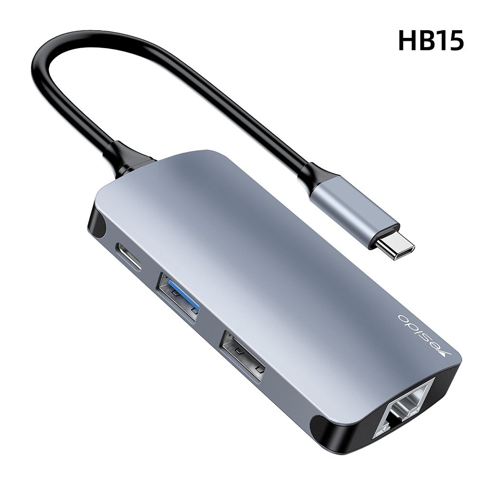 HB15 Usb Type C Hub 6 In 1 Usb Hub Multi Function Adapter Docking Station لـ Type C Windows لابتوبs