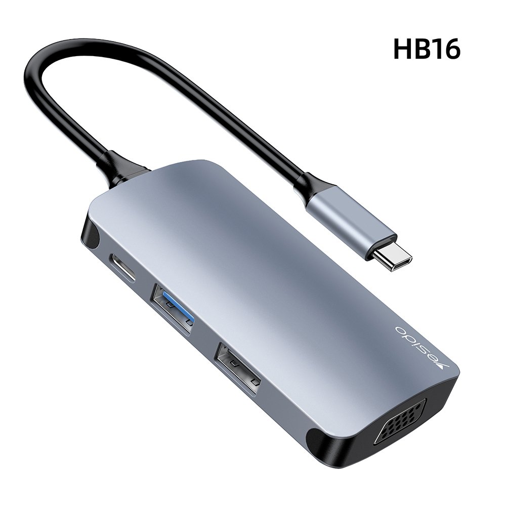 HB16 7 in 1 Type-C to USB External Hub | Docking Station مع USB 3.0 PD 100W لـ لابتوب