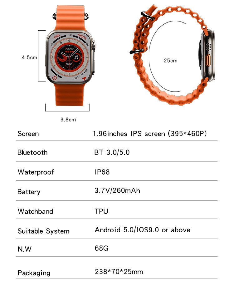 IO19 HD Big Screen Health Monitor Sport Fitness Digital ساعة ذكية | جوال ساعة ذكيةes