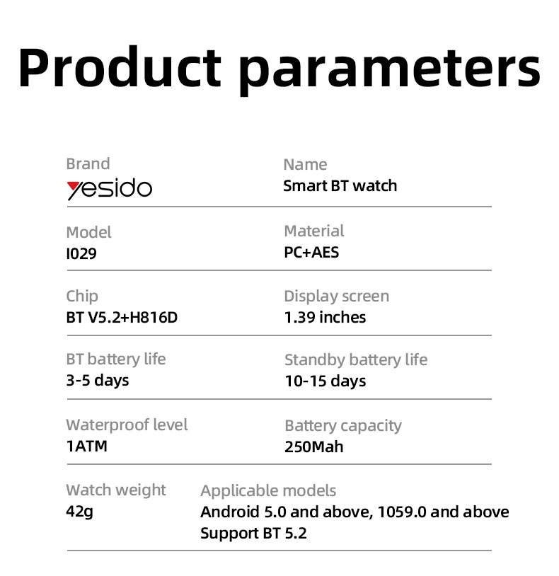 IO29 BT5.2 Large Screen Health Detection Strong بطارية Life Full Body مقاوم للماء Smart BT Watch