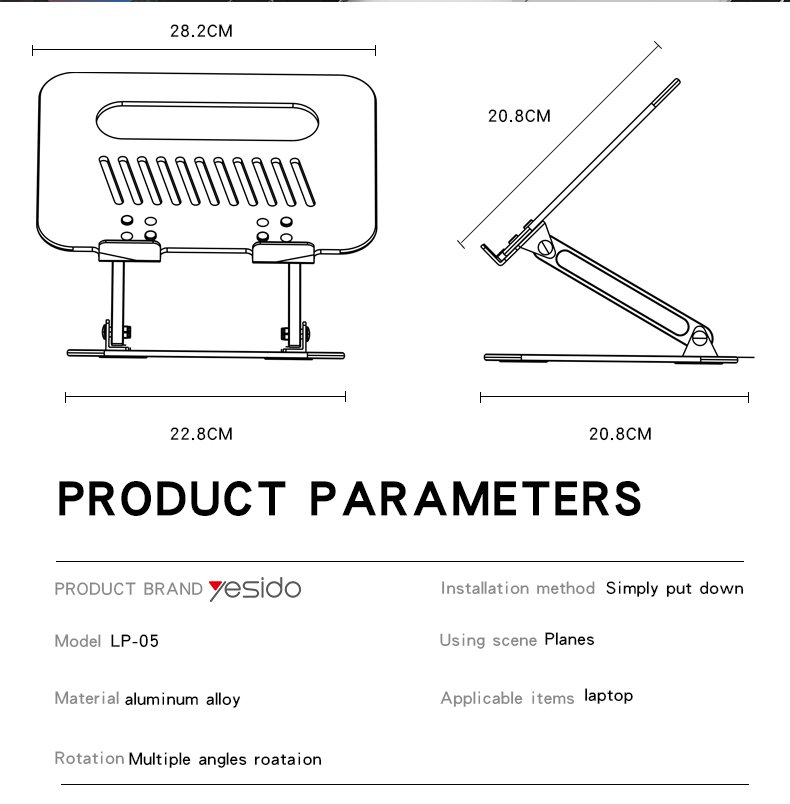 LP05 Super Strong مزدوج Arm design Widely Compatible Biaxial سبيكة ألومنيوم تابلت/لابتوبs حامل