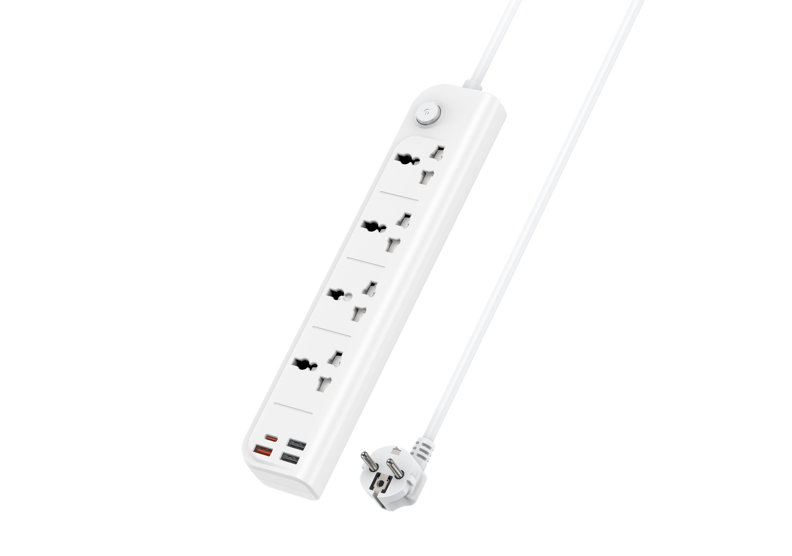 MC18 2 متر MAx 3250W 4 AC ports EU Stوard Power Socket مع PD و QC شحن سريع USB ports
