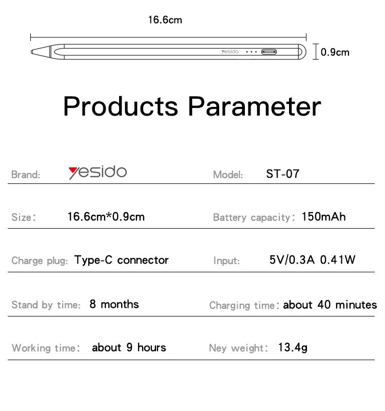 ST07 Pressure Stylus Active Capacitive شاشة لمس Digital Pen Touch Stylus Pen لـ iPad