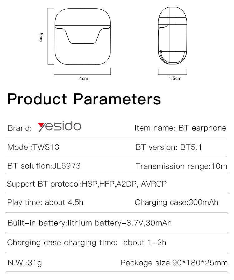 TWS13 تأخير منخفض ألعاب داخل الأذن سماعة V5.1 Digital Display مقاوم للماء Stereo Mini لاسلكي Earbud
