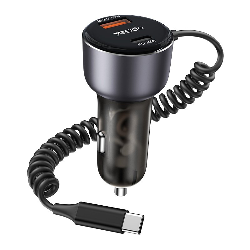 Y56 60W شحن سريع شاحن سيارة | Built-in Type-C سيارة cigarette lighting port شاحن adapter