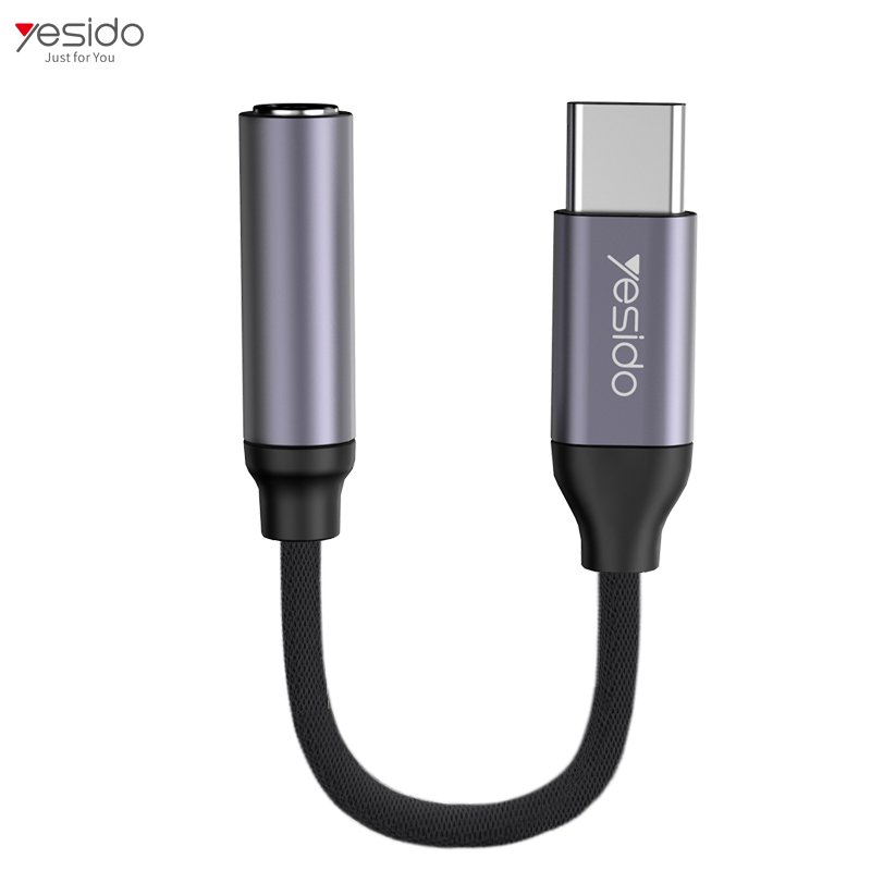 YAU19 سبيكة ألومنيوم Nylon كابل USB Type-C To 3.5mm Aux Port Audio Adapter كابل