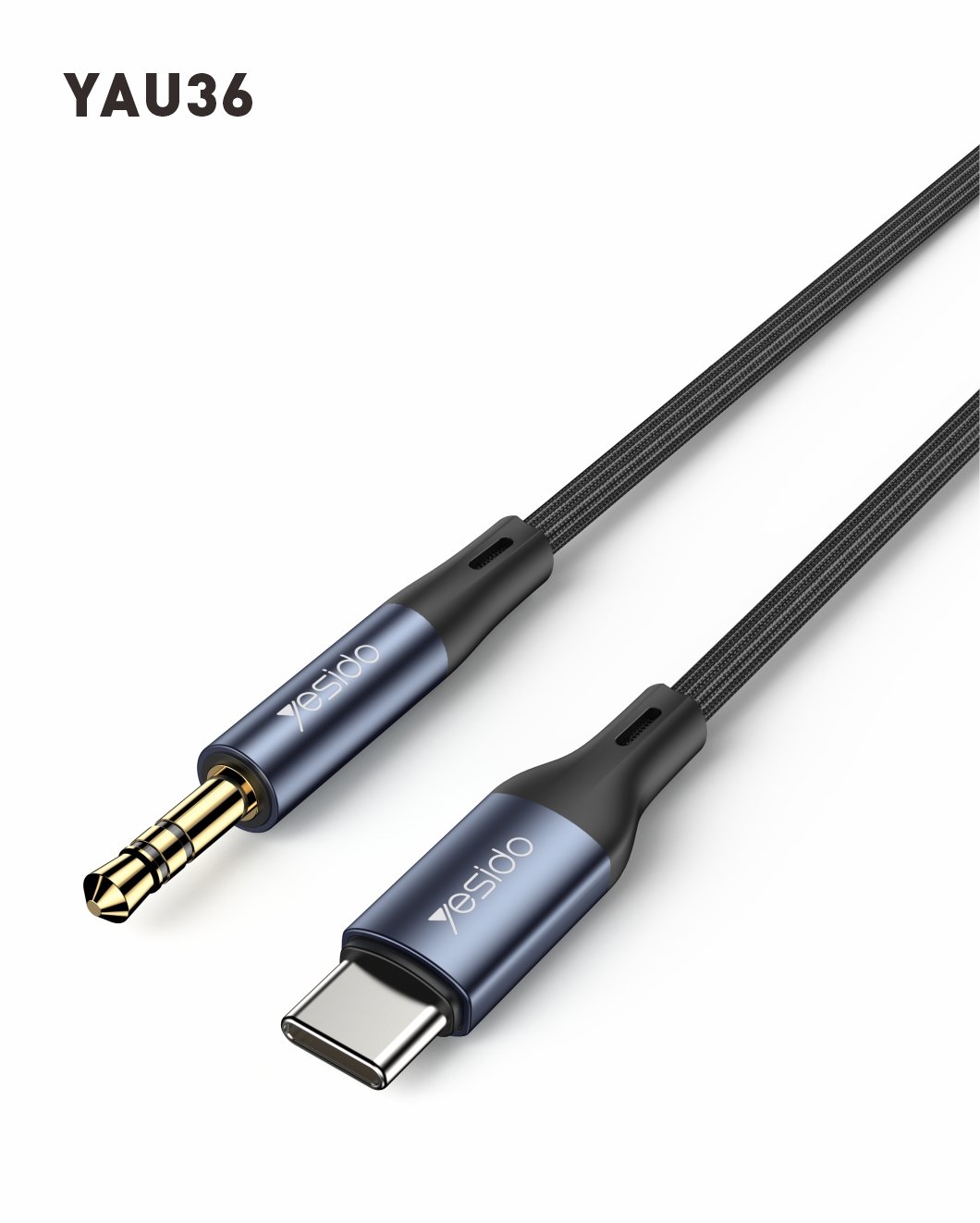 YAU36 Nylon Braid USB TC To 3.5mm Pin Audio كابل لـ جوال| سماعة رأس USB C Aux Converter