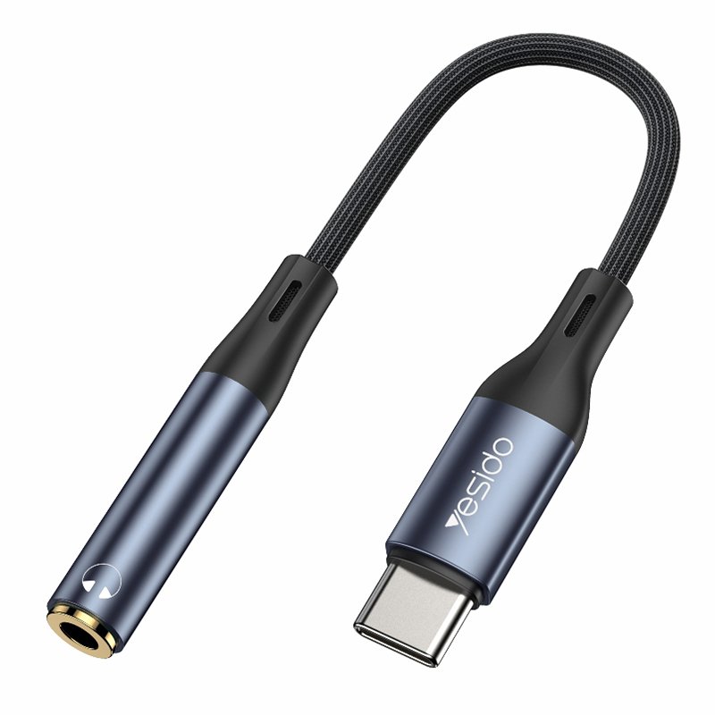 YAU38 سبيكة ألومنيوم Nylon USB-C كابل | Type c to 3.5MM Aux Audio Jack سماعة سماعة رأس كابل USB