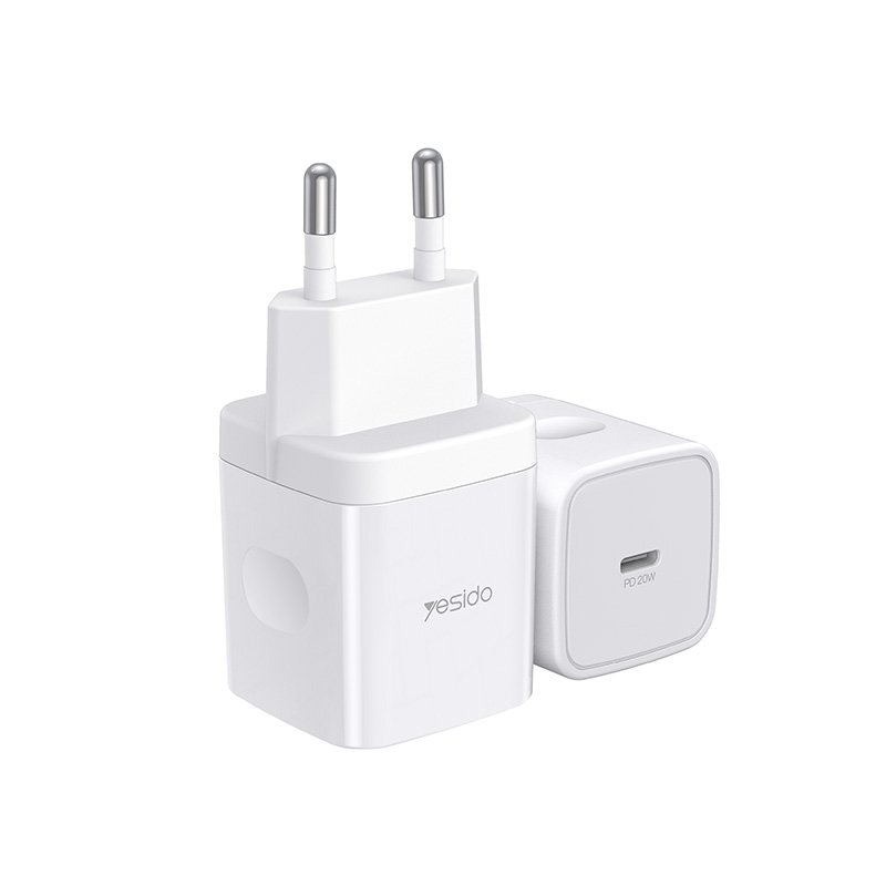 YC30 أبيض EU/UK Plug PD 20W Type-C شحن سريع Adapter شاحن لـ جوال