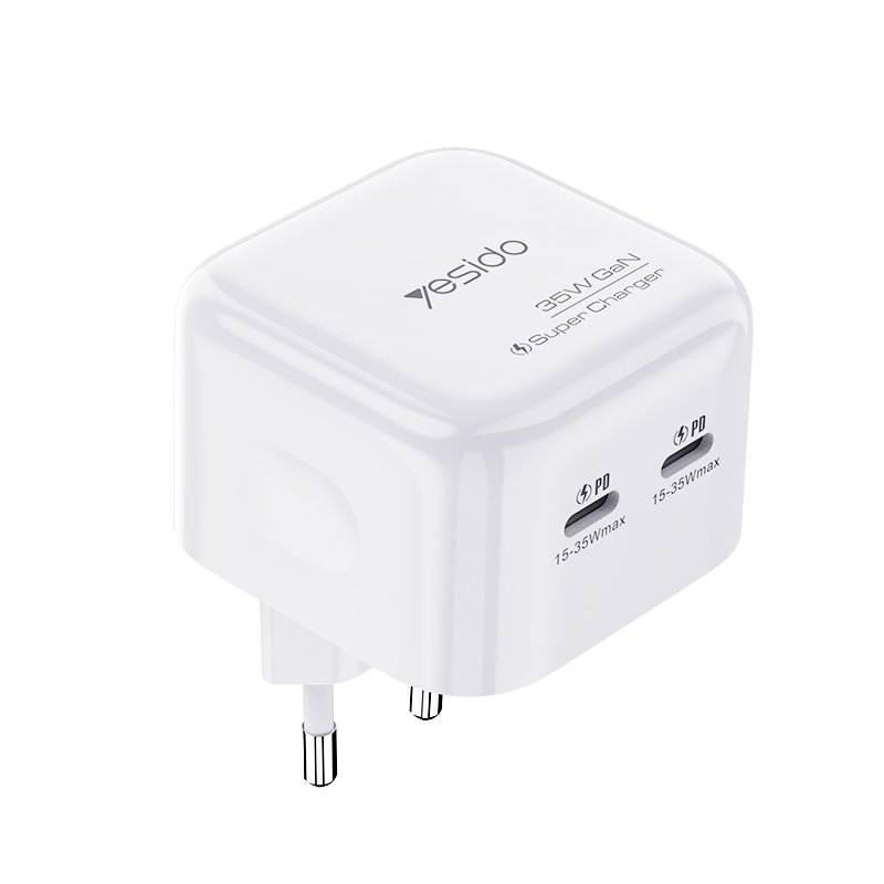 YC38 High Quality متوافق عالمياً Travel مزدوج PD 35w GaN شحن سريع Wall Plug تابلت جوال شاحن