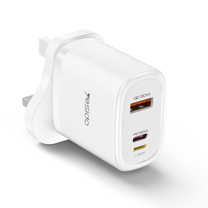 YC51 30W شحن سريع Home شاحن | USB-A و Type-C و لايتنينغ Port شاحن Adapter