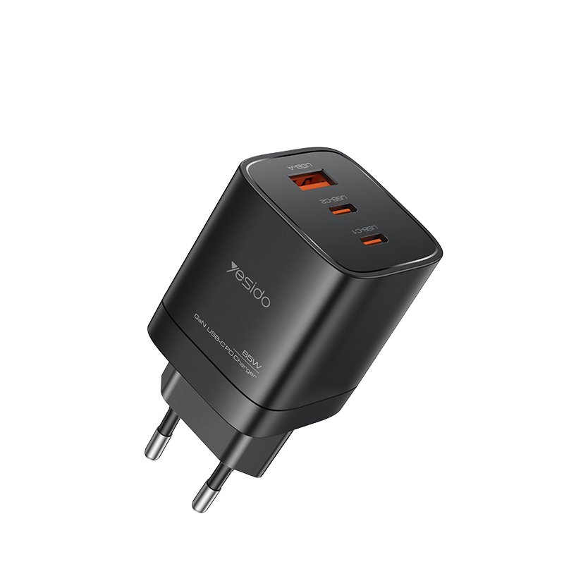 YC65 Low Temperatures 65W شحن سريع 2 USB-C & USB-A 3 منافذ EU GaN Fast شاحن