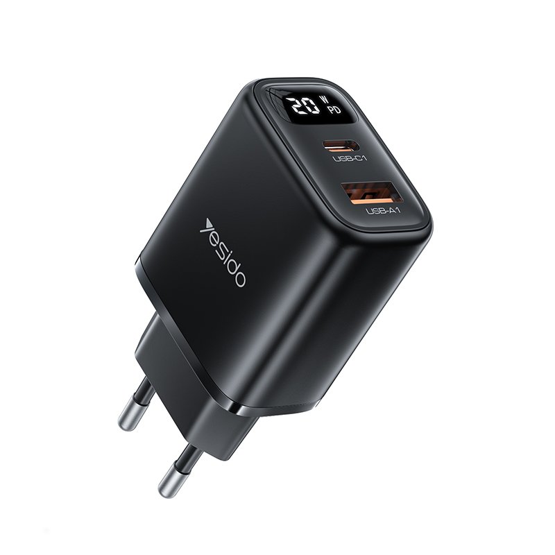 YC68 PD 20W شحن سريع منفذين Smart Digital Display EU Digital Fast شاحن
