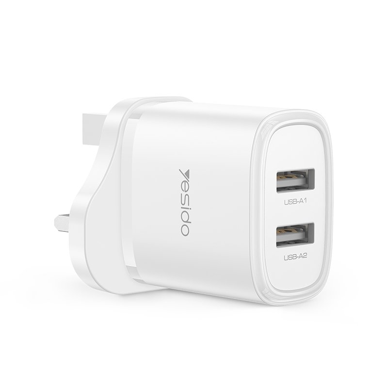 YC91 12W 2*USB-A مزدوج-port شحن سريع Small و محمول Safety Protection UK Plug Travel شاحن