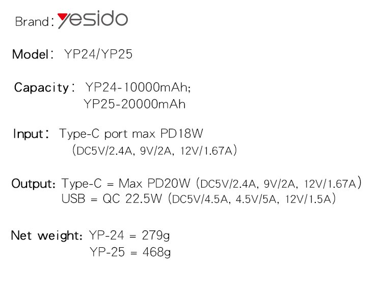 YP24 New Style High Capacity شحن سريع باور بانك | 10000mAh محمول باور بانك