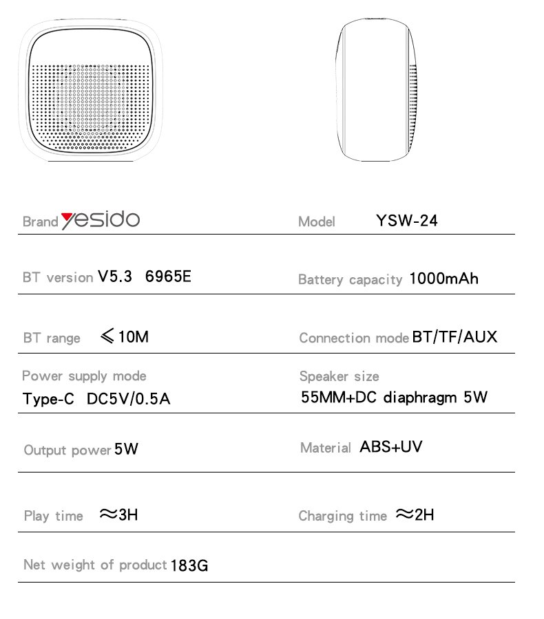 YSW24 BT5.3 Mini Body 1000mAh Hanging rope design مقاوم للماء و مقاوم للغبار Super Subwoofer سماعة خارجية